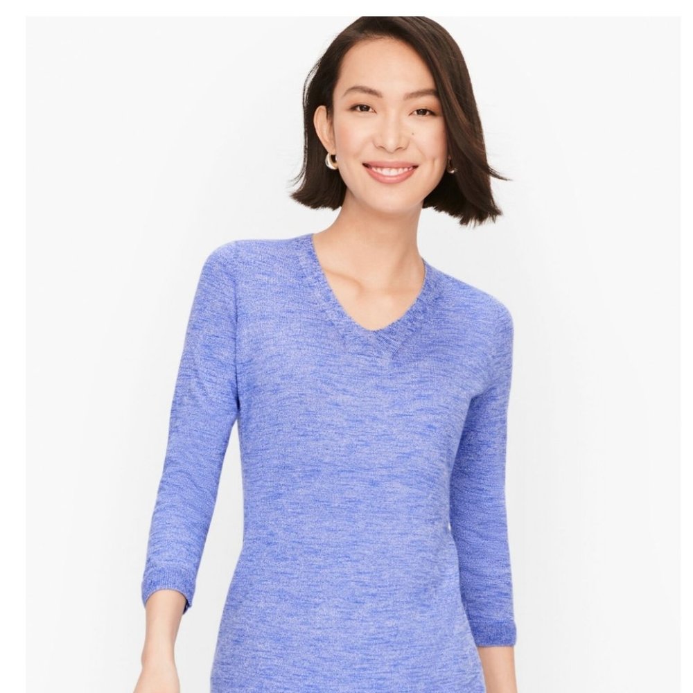 Slub Cotton V-Neck Sweater - Marled